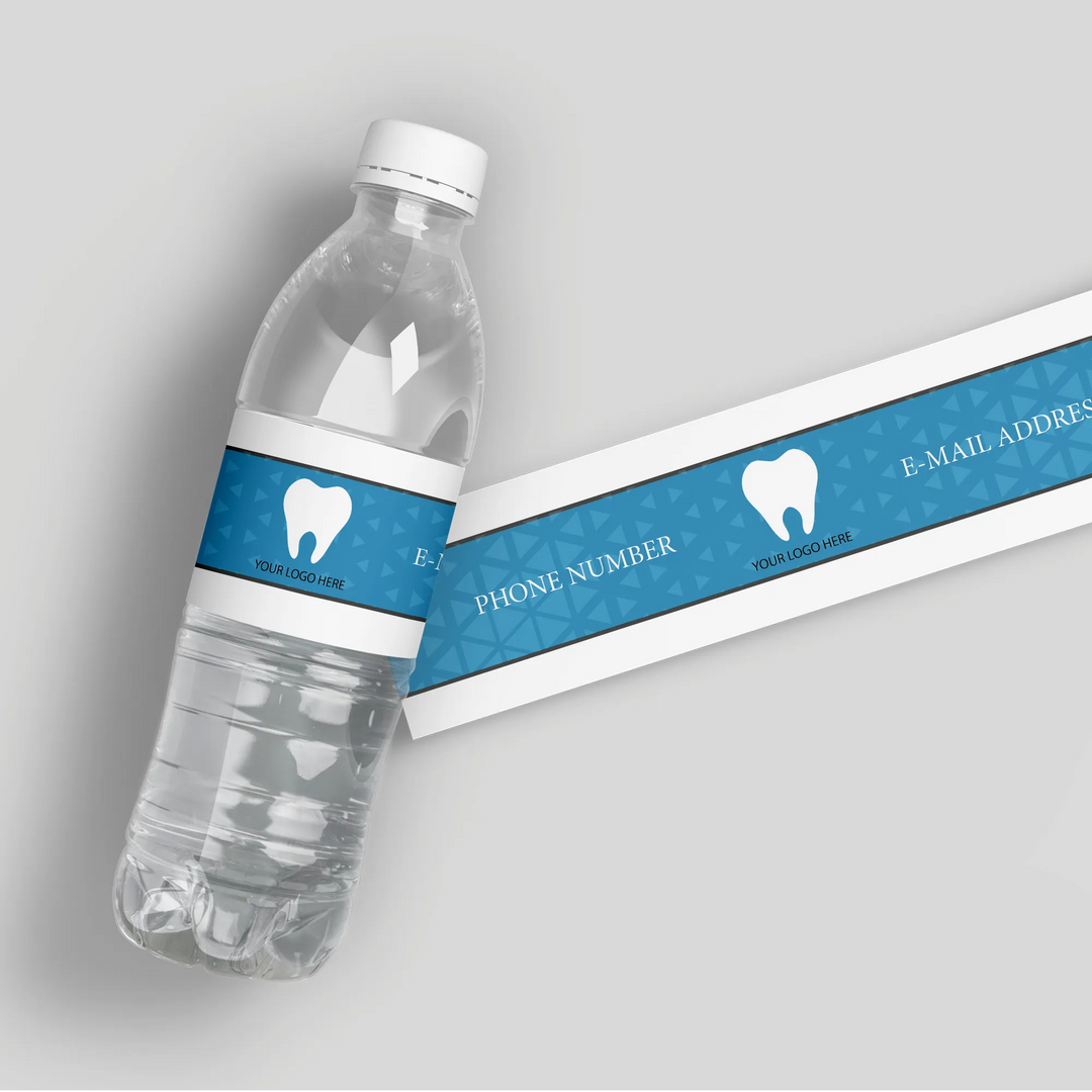 Blue Pattern Dentist Water Bottle Labels - iCustomLabel