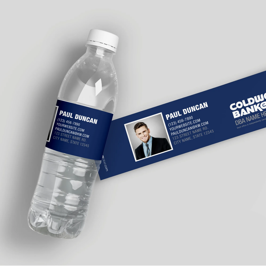 Blue Photo Coldwell Banker Water Bottle Labels - iCustomLabel