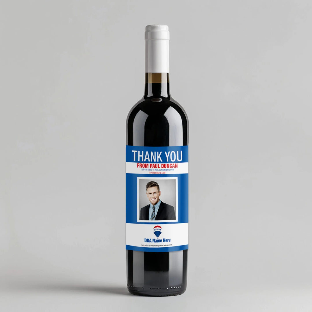 Blue Photo Remax Wine Label - iCustomLabel