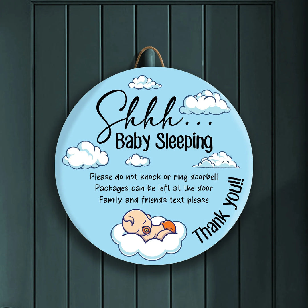 Blue Sleeping Baby Front Door Decor - iCustomLabel