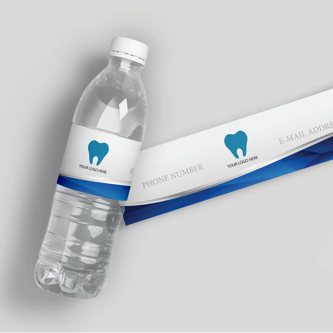 Blue Wave Dentist Water Bottle Labels - iCustomLabel