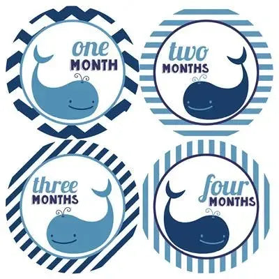 Blue Whale Baby Month Stickers - iCustomLabel