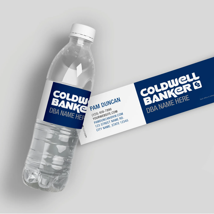 Blue White Coldwell Banker Water Bottle Labels - iCustomLabel
