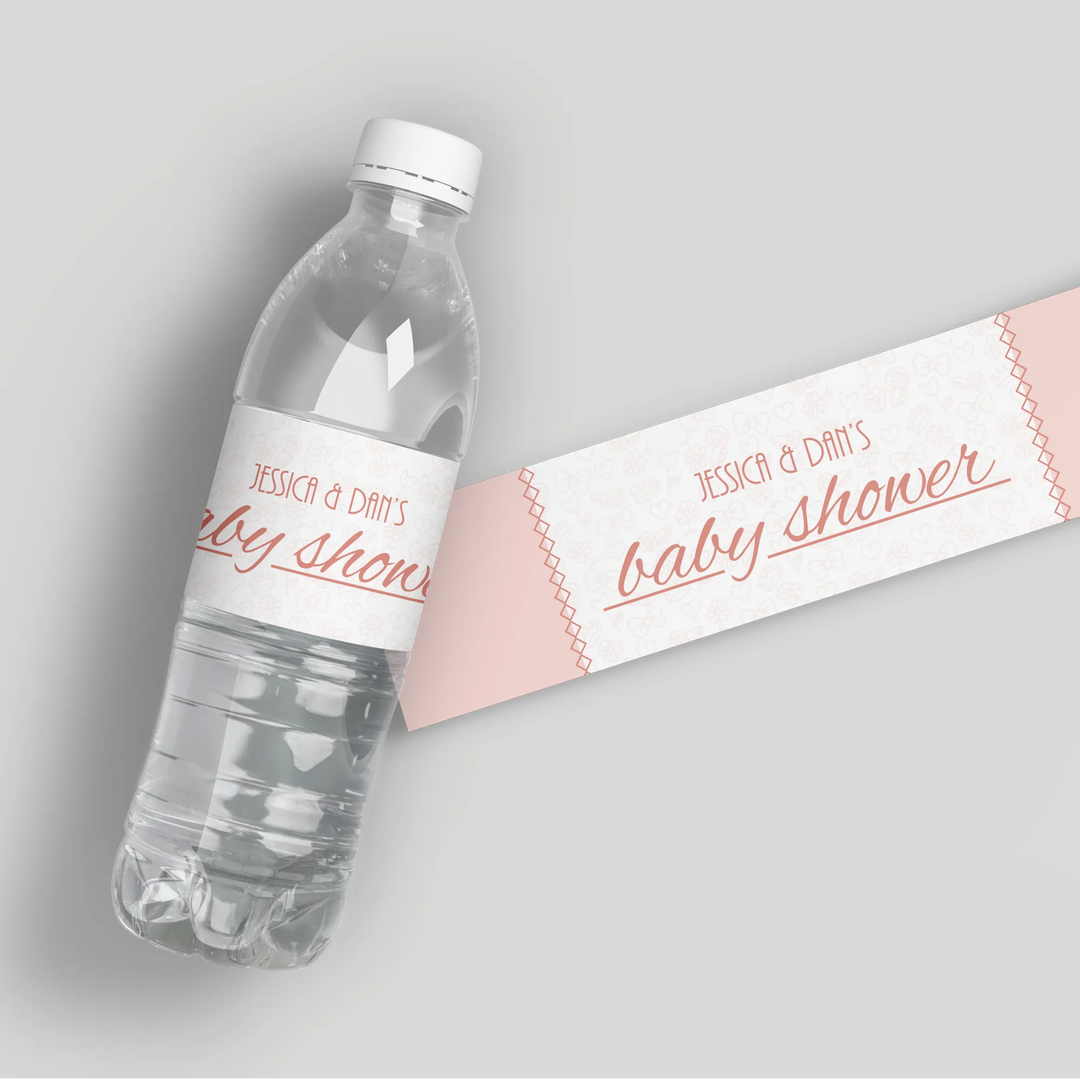 Blush Baby Shower Water Bottle Labels - iCustomLabel