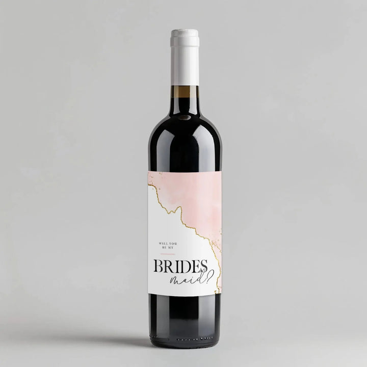 Blush Edging Bridesmaid Wine Label - iCustomLabel