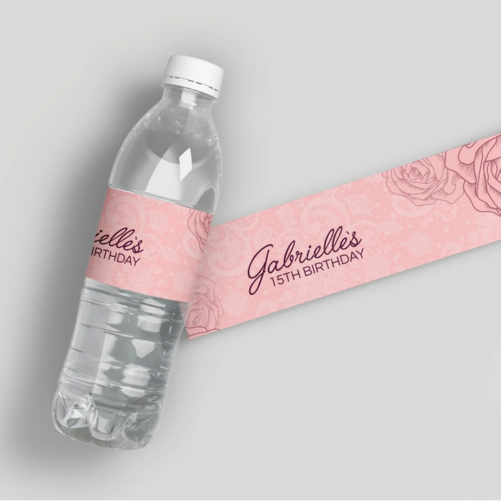 Blush Roses Water Bottle Labels