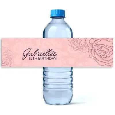 Blush Roses Water Bottle Labels - iCustomLabel