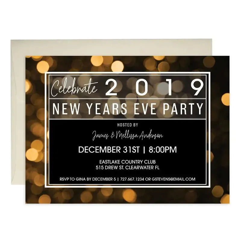 Bokah New Years Party Invitations - iCustomLabel