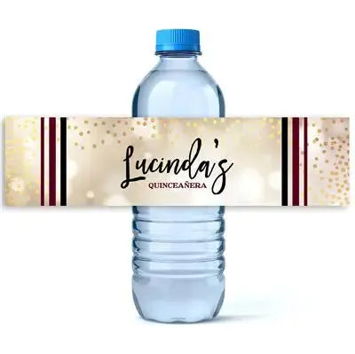 Bokeh Cream Water Bottle Labels - iCustomLabel