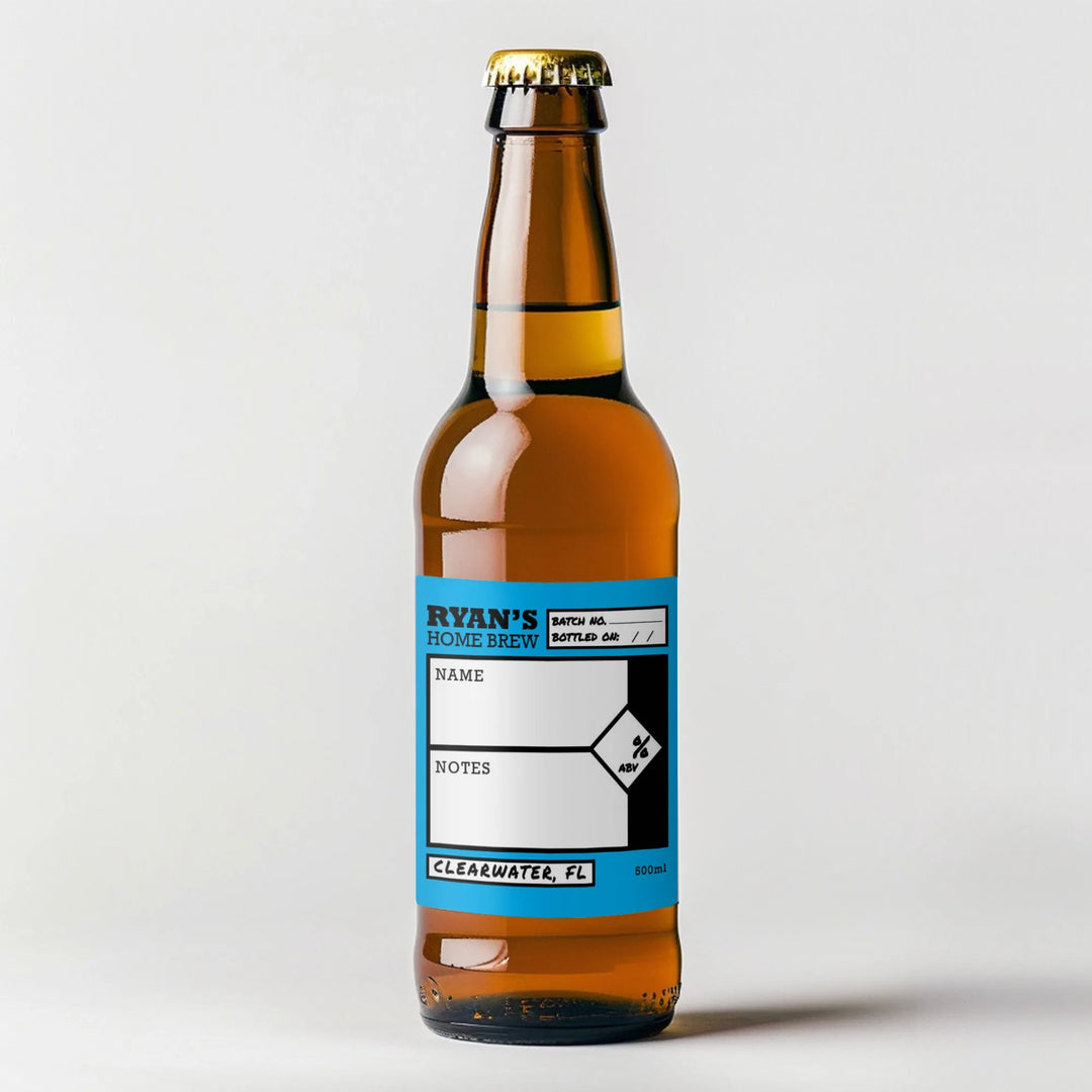 Bold Blue Home Brew Beer Label - iCustomLabel