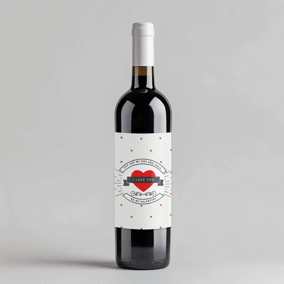 Bold Red Valentine Wine Label - iCustomLabel