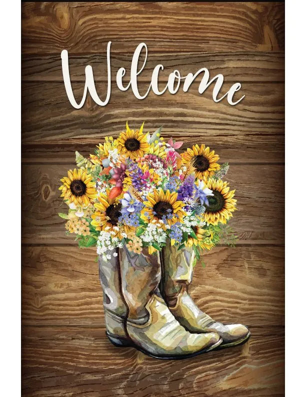 Boots Flower Metal Garden Flag - iCustomLabel