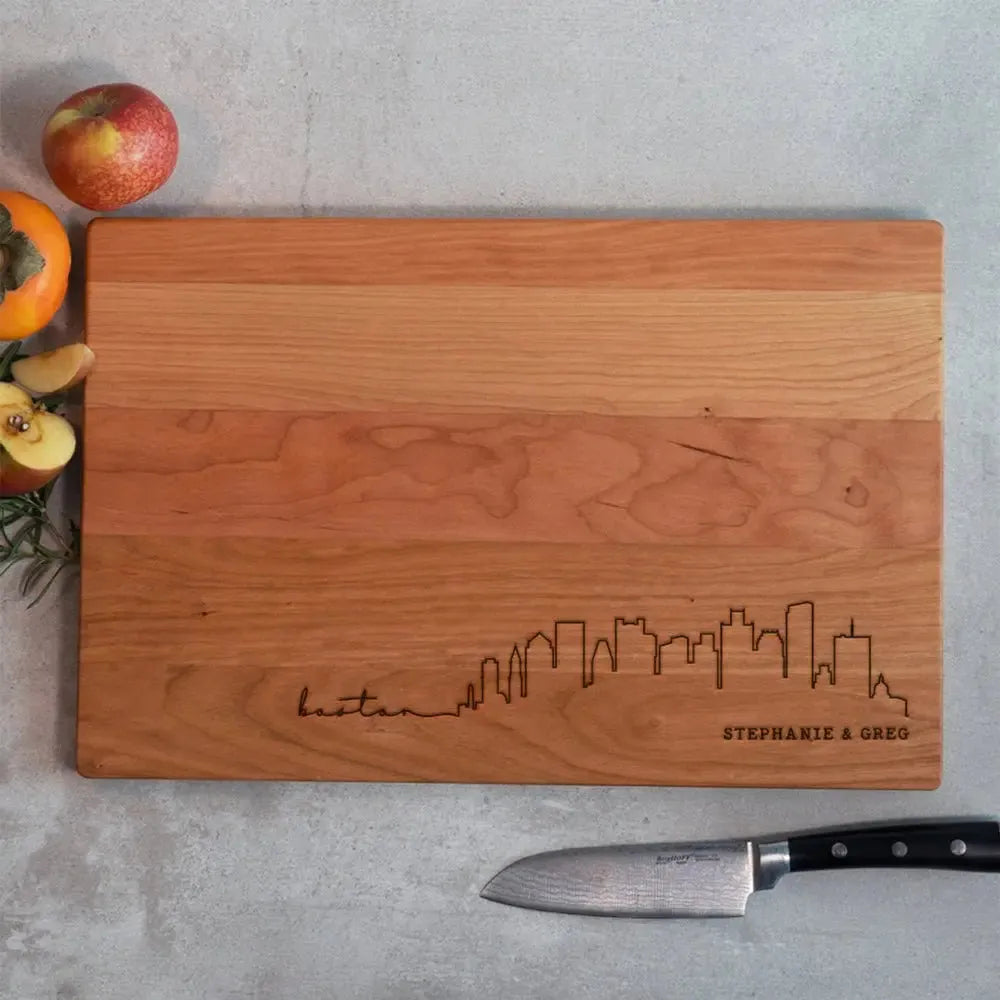 Boston Massachusetts Script Cutting Board - iCustomLabel