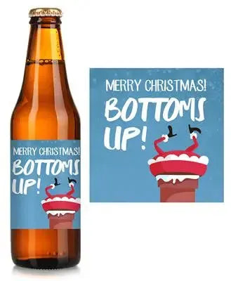 Bottoms Up Christmas Beer Label - iCustomLabel
