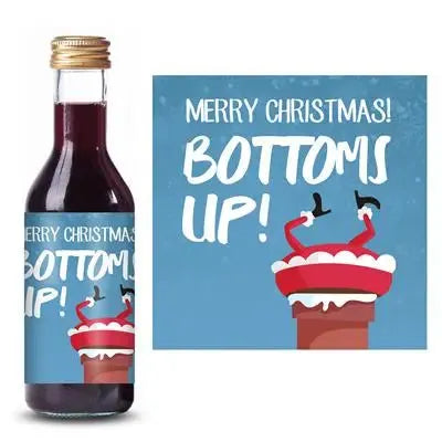 Bottoms Up Christmas Mini Wine Label - iCustomLabel