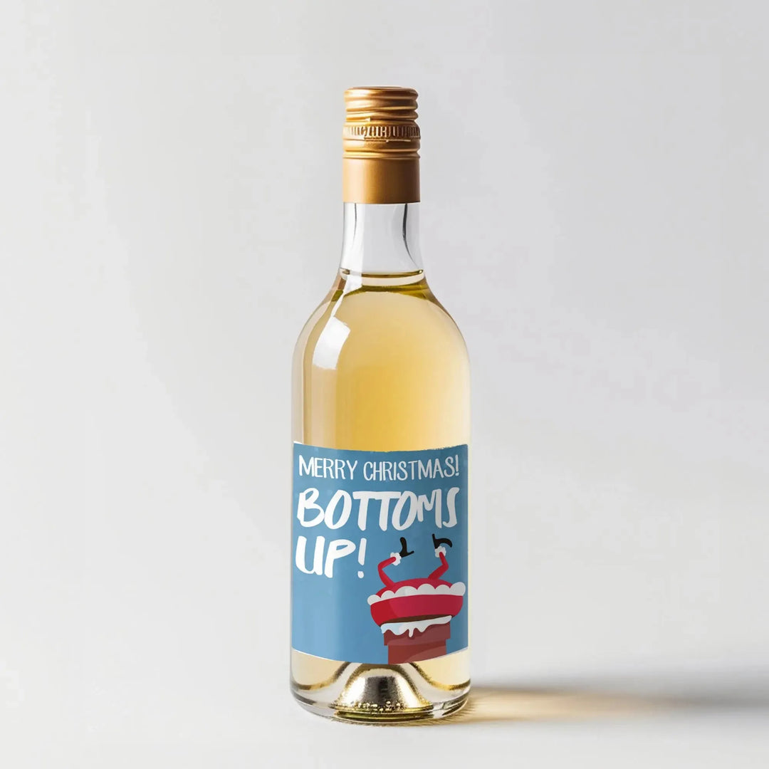 Bottoms Up Christmas Mini Wine Label - iCustomLabel