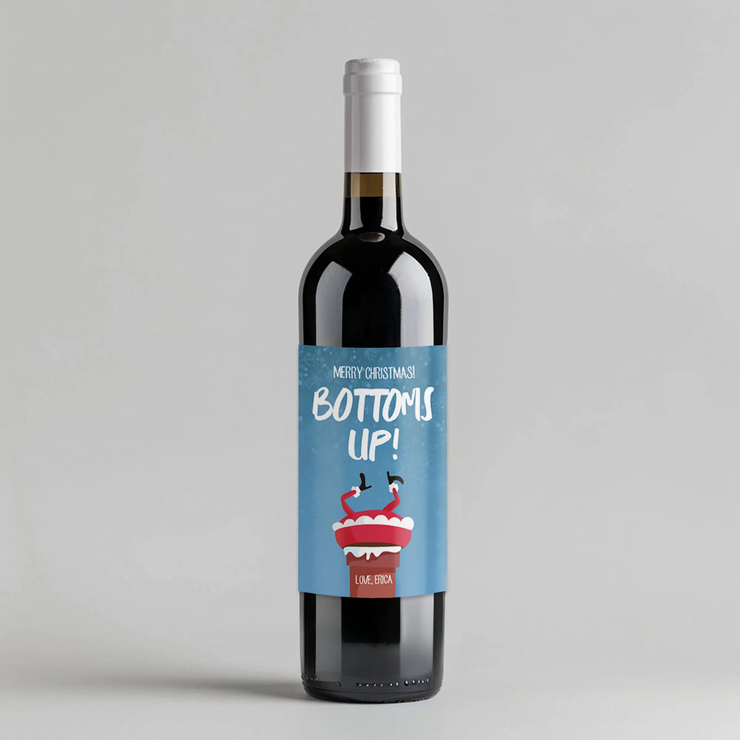 Bottoms Up Wine Label - iCustomLabel