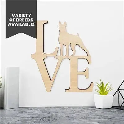 Boxer Dog Wood Love Sign - iCustomLabel