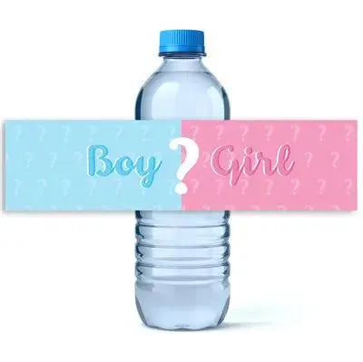 Boy Or Girl Question Gender Reveal Water Bottle Labels - iCustomLabel