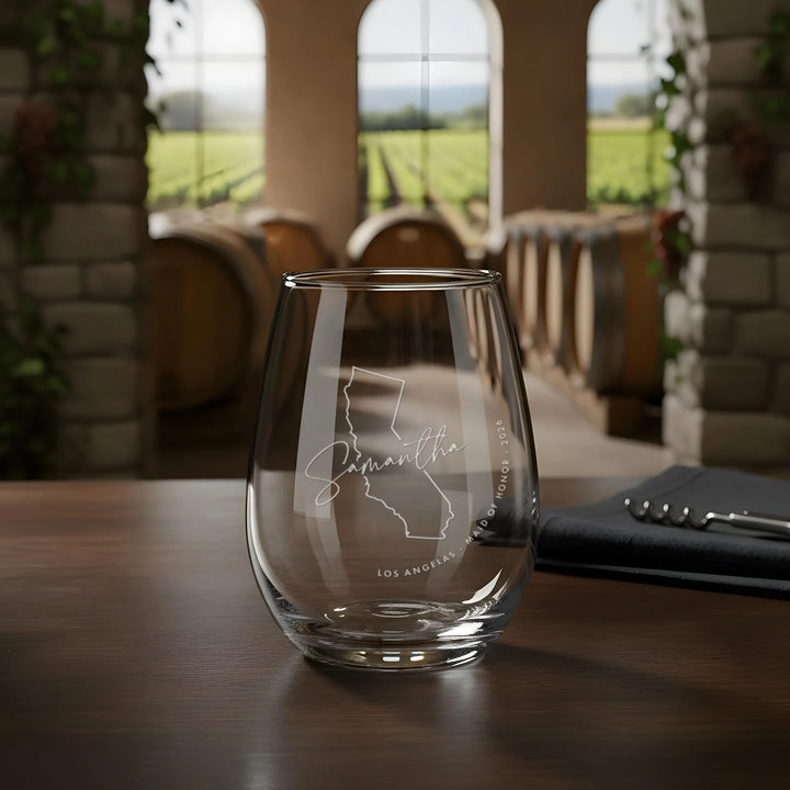 bridesmaid-stemless-wine-glass-personalized-custom-bridal-party-gift-icustomlabel-4 - iCustomLabel