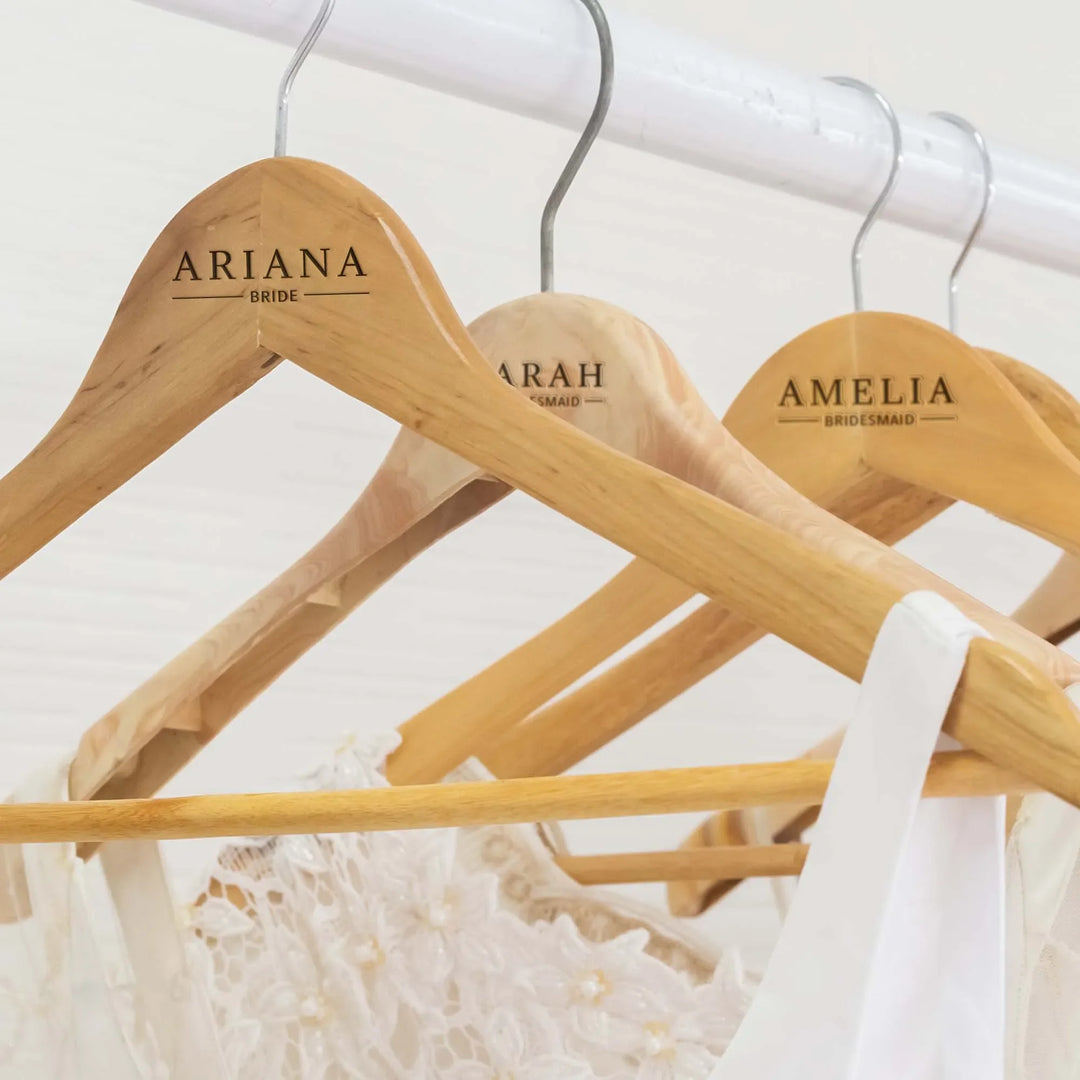 Custom Bridesmaid Wedding Hangers | Personalized Wood Hanger iCustomLabel Custom Bridesmaid Wedding Hangers | Personalized Wood Hanger iCustomLabel