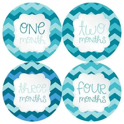 Bright Blue Baby Month Stickers - iCustomLabel