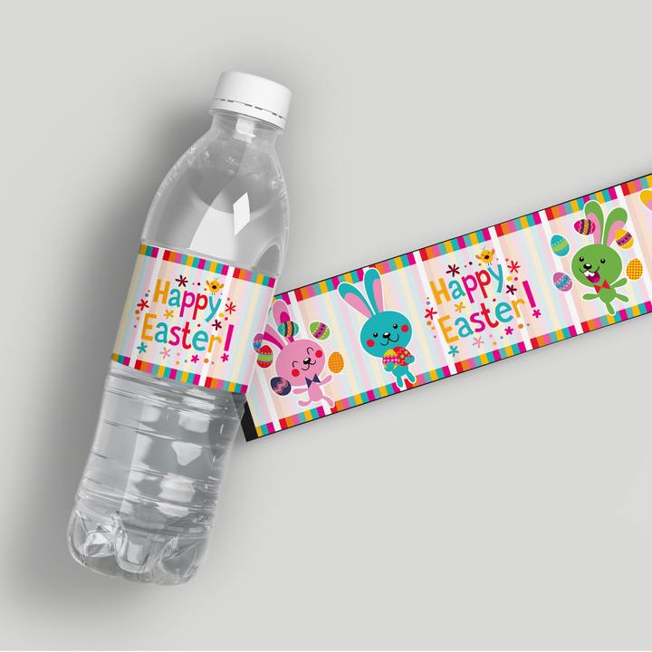 Bright Bunnies Water Bottle Labels - iCustomLabel