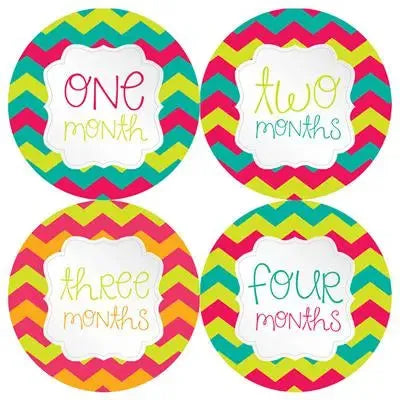 Bright Chevron Baby Month Stickers - iCustomLabel