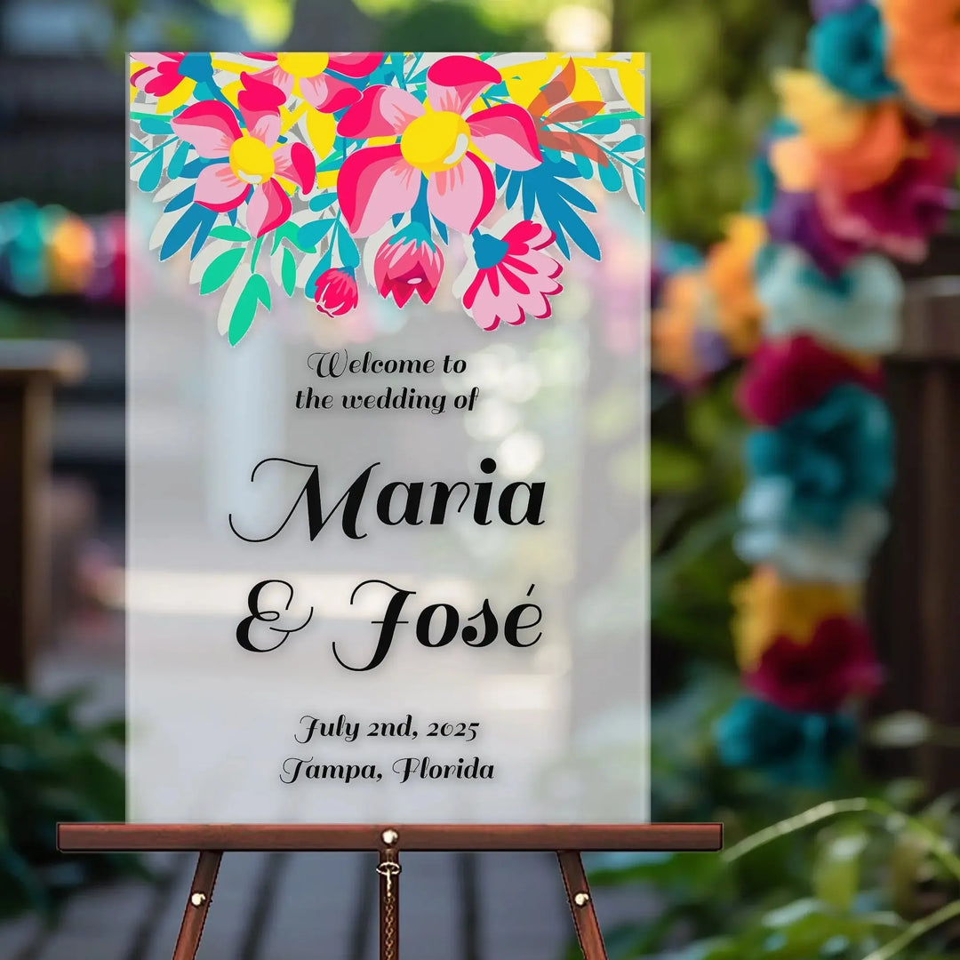 Bright Floral Wedding Welcome Sign - iCustomLabel