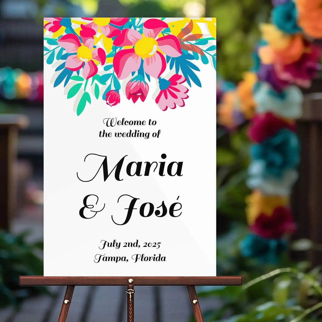 Bright Floral Wedding Welcome Sign - iCustomLabel