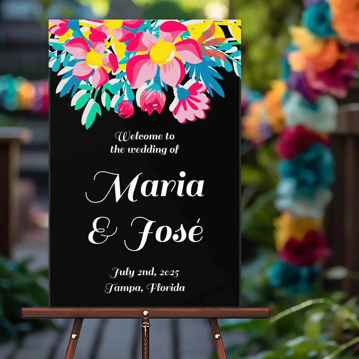 Bright Floral Wedding Welcome Sign - iCustomLabel