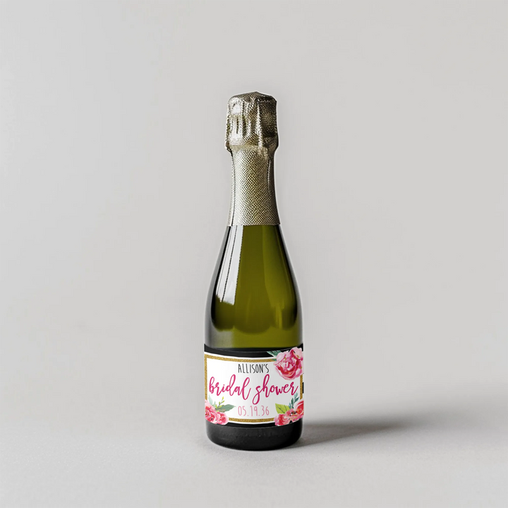 Bright Flower Bridal Shower Mini Champagne Split Label - iCustomLabel