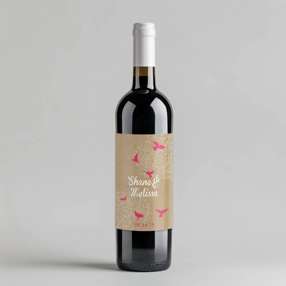 Brown Paper Birds Wine Label - iCustomLabel