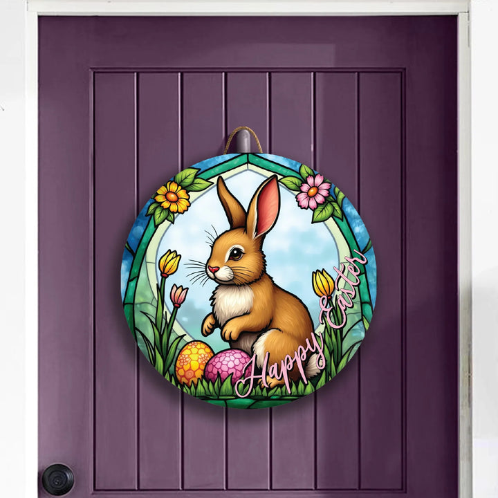 Bunny Happy Easter Front Door Hanger - iCustomLabel