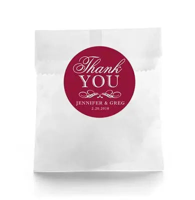 Burgundy Classic Wedding Favor Labels - iCustomLabel