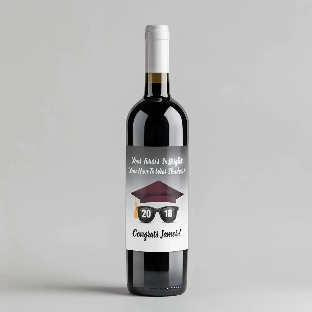 Burgundy Shades Graduation Wine Label - iCustomLabel