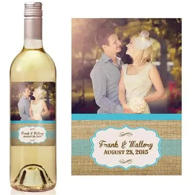 Burlap Wedding Frame Picture Wine Label - iCustomLabel