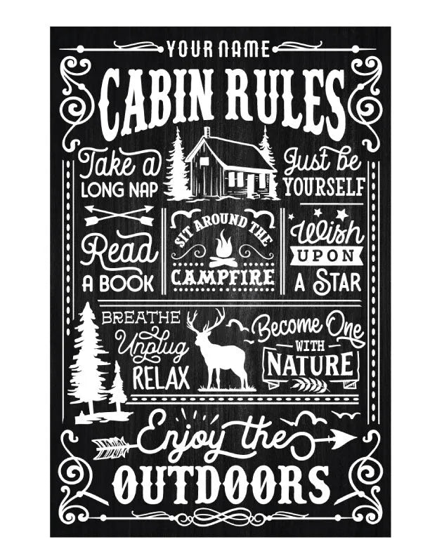 Cabin Rules Metal Sign - iCustomLabel