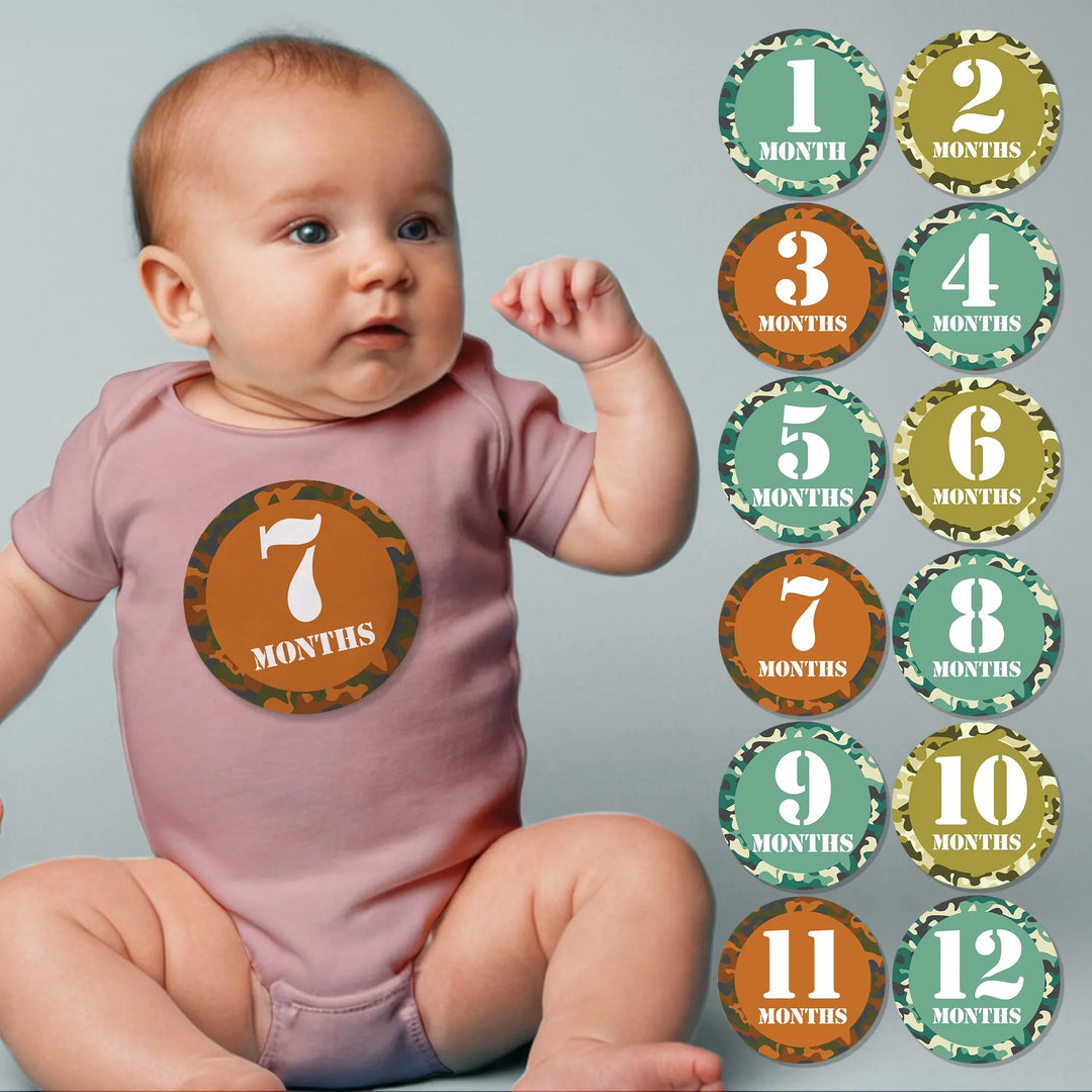 Camo Baby Month Stickers - iCustomLabel
