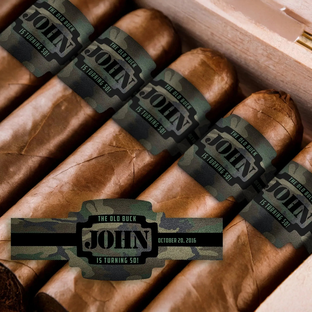 Camo Birthday Cigar Bands - iCustomLabel