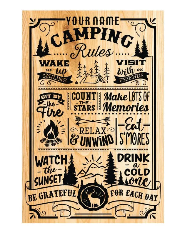 Camping Rules Metal Sign - iCustomLabel