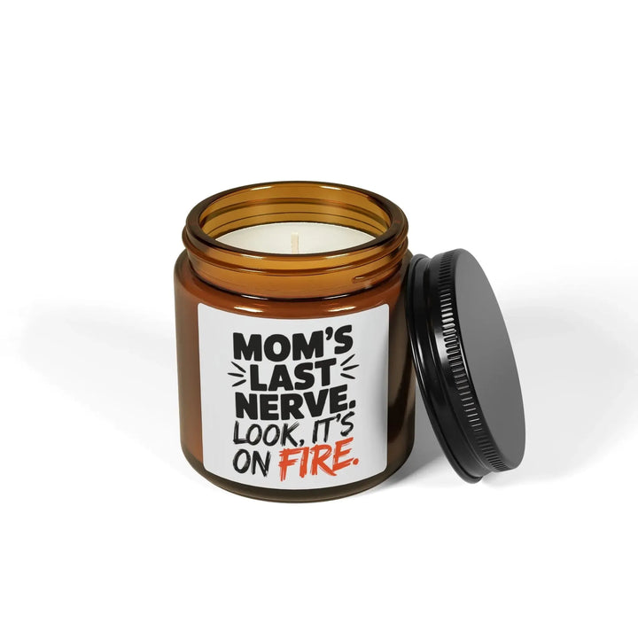 Candle, Funny Mom Gift for Mother's Day, Soy Mom's Last Nerve Amber Jar, Scented Candle, Gift for Her, Hand-Poured Candle, Mom Birthday - iCustomLabel