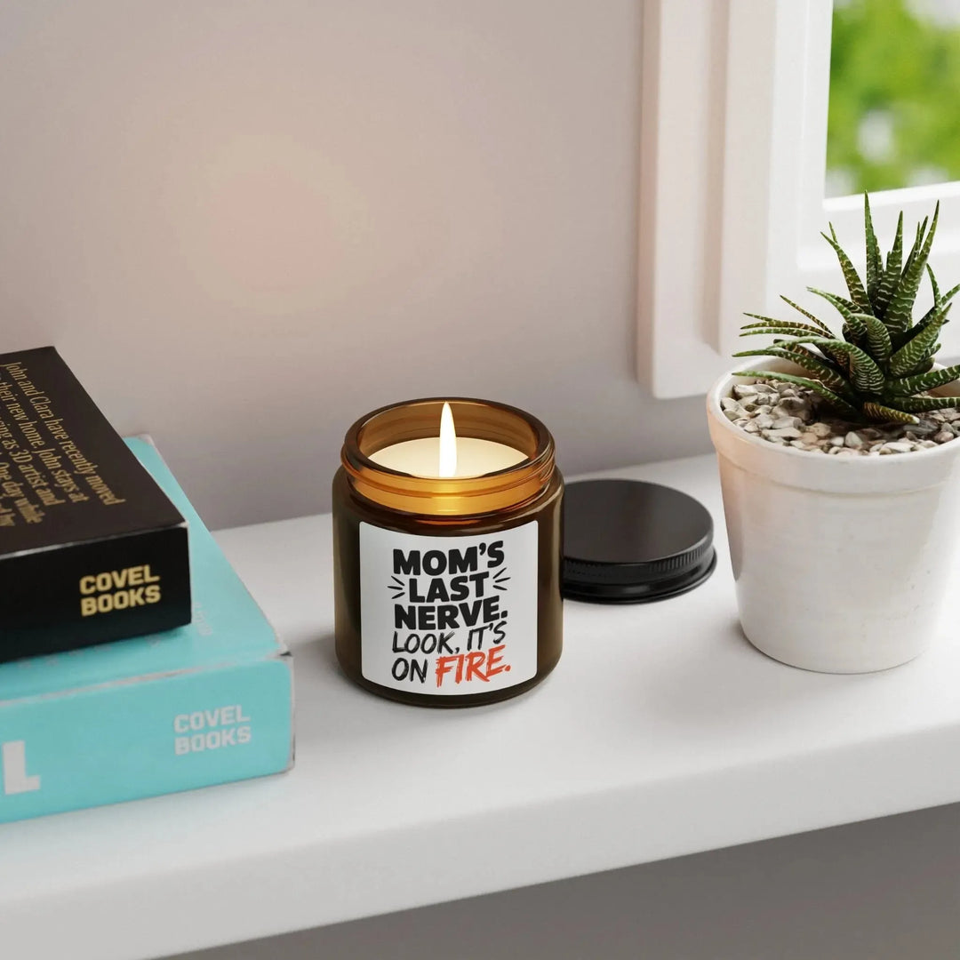 Candle, Funny Mom Gift for Mother's Day, Soy Mom's Last Nerve Amber Jar, Scented Candle, Gift for Her, Hand-Poured Candle, Mom Birthday - iCustomLabel