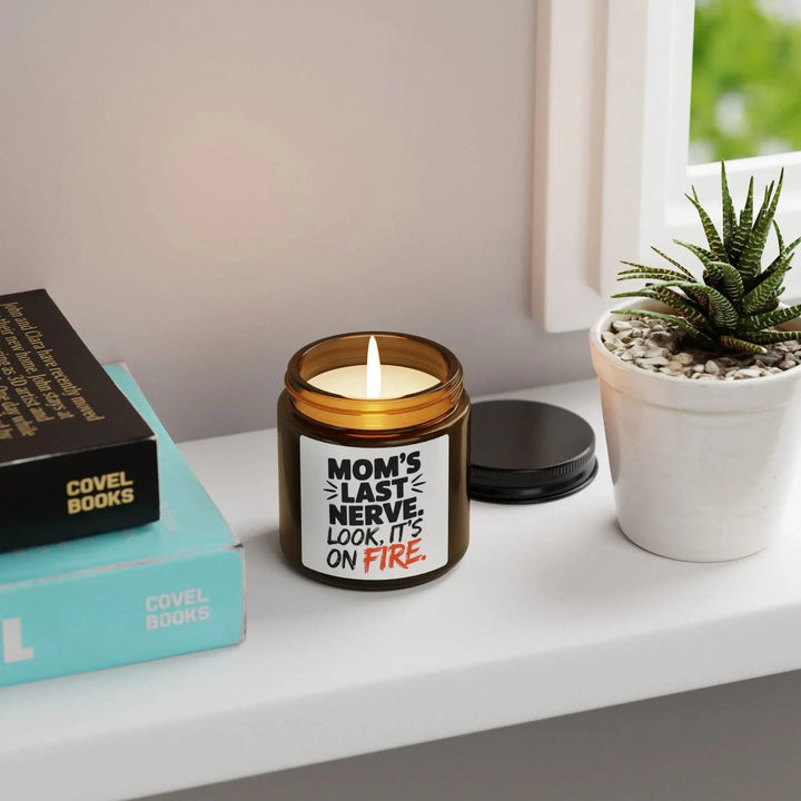 Candle, Funny Mom Gift for Mother's Day, Soy Mom's Last Nerve Amber Jar, Scented Candle, Gift for Her, Hand-Poured Candle, Mom Birthday - iCustomLabel