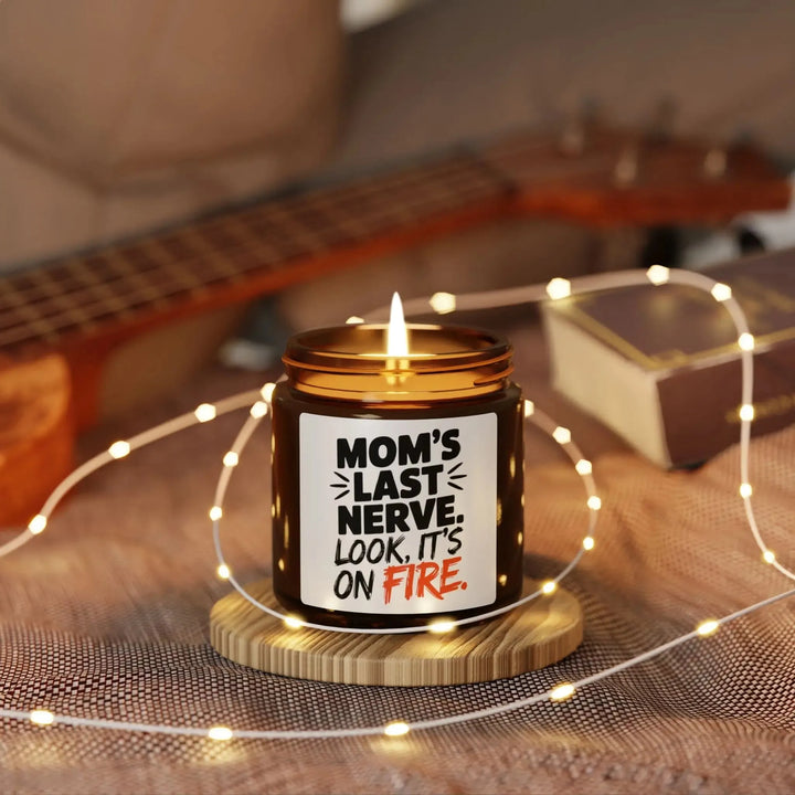 Candle, Funny Mom Gift for Mother's Day, Soy Mom's Last Nerve Amber Jar, Scented Candle, Gift for Her, Hand-Poured Candle, Mom Birthday - iCustomLabel