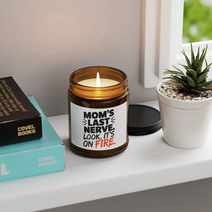 Candle, Funny Mom Gift for Mother's Day, Soy Mom's Last Nerve Amber Jar, Scented Candle, Gift for Her, Hand-Poured Candle, Mom Birthday - iCustomLabel