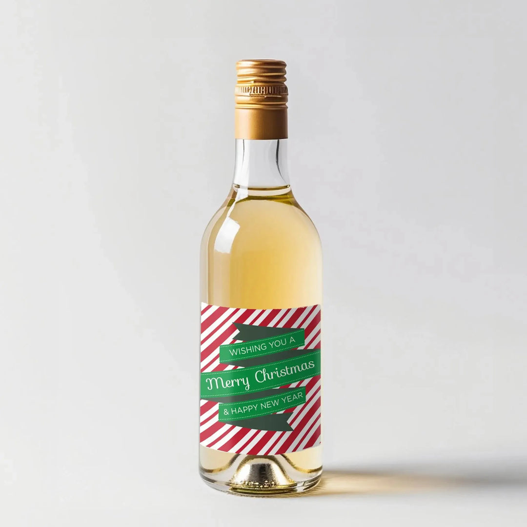 Candy Cane Mini Wine Label - iCustomLabel