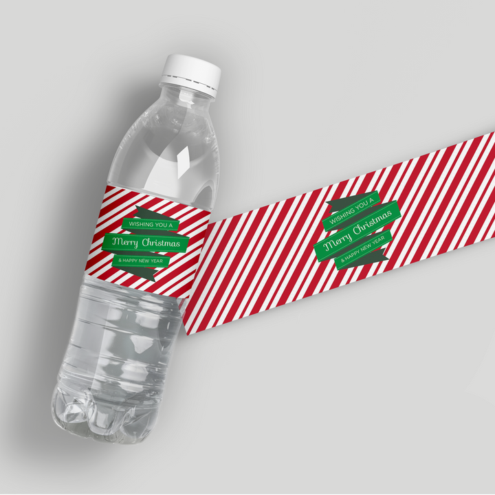 Candy Cane Water Bottle Labels