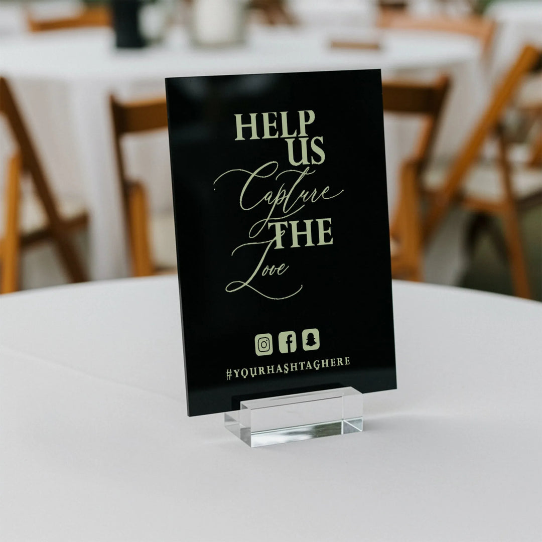 Capture The Love Wedding Table Sign - iCustomLabel