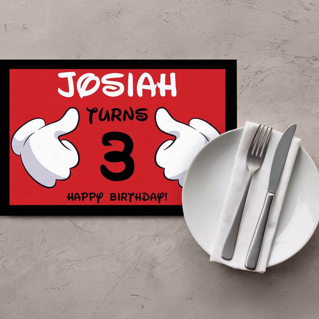 Cartoon Glove Birthday Placemats - iCustomLabel